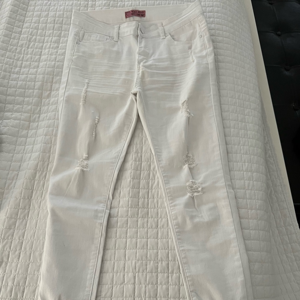 White ripped jeans